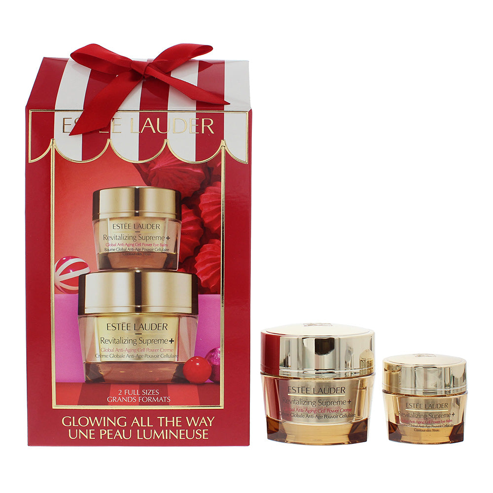Estee Lauder Glowing All The Way 2 Piece Gift Set: Global Anti-Aging Cell Power Cream 50ml - Cell Power Eye Balm 15ml  | TJ Hughes