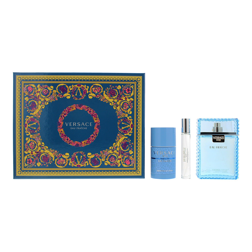 Versace Man Eau Fraiche 3 Piece Gift Set: Eau De Toilette 100ml - Deodorant Stick 75ml - Eau De Toilette 10ml  | TJ Hughes