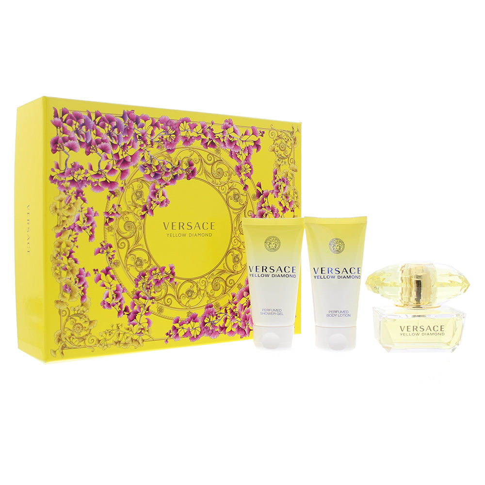 Versace Yellow Diamond 3 Piece Gift Set: Eau De Toilette 50ml - Bath & Shower Gel 50ml - Body Lotion 50ml  | TJ Hughes