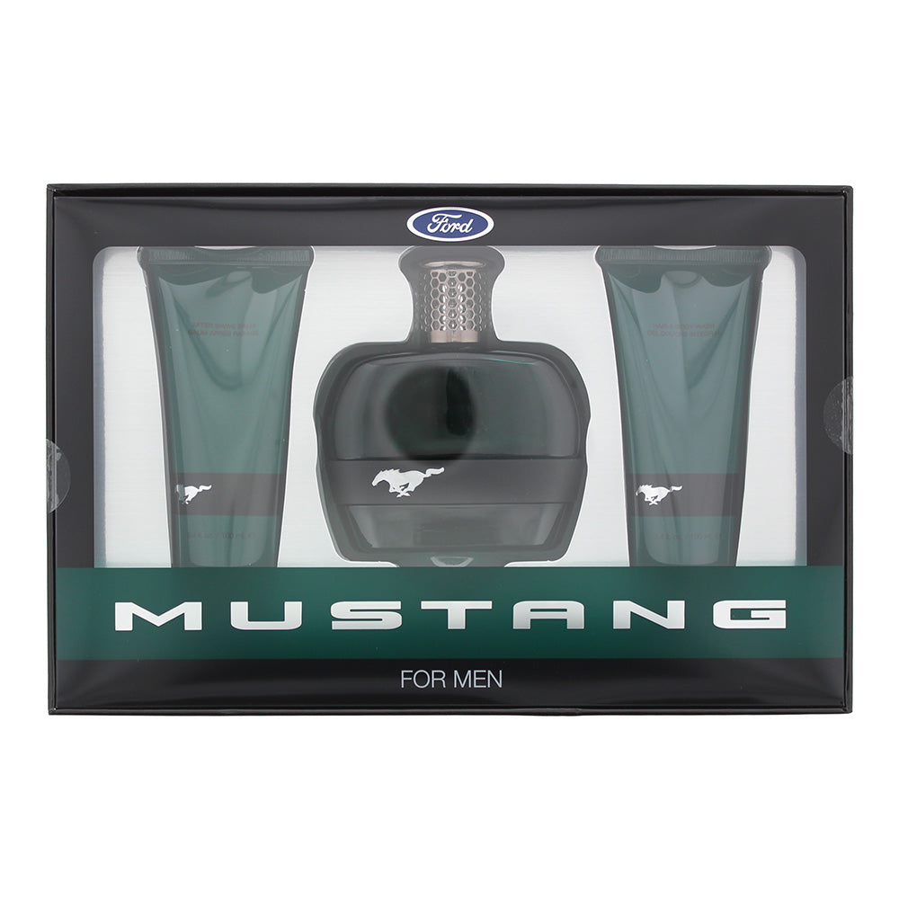 Mustang Green 3 Piece Gift Set: Eau De Toilette 100ml - Shower Gel 100ml - Aftershave Balm 100ml  | TJ Hughes