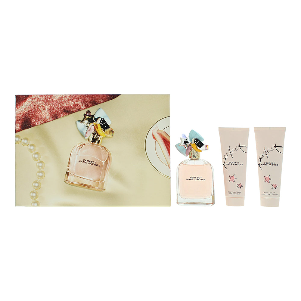 Marc Jacobs Perfect 3 Piece Gift Set: Eau De Parfum 100ml - Body Lotion 75ml - Shower Gel 75ml  | TJ Hughes