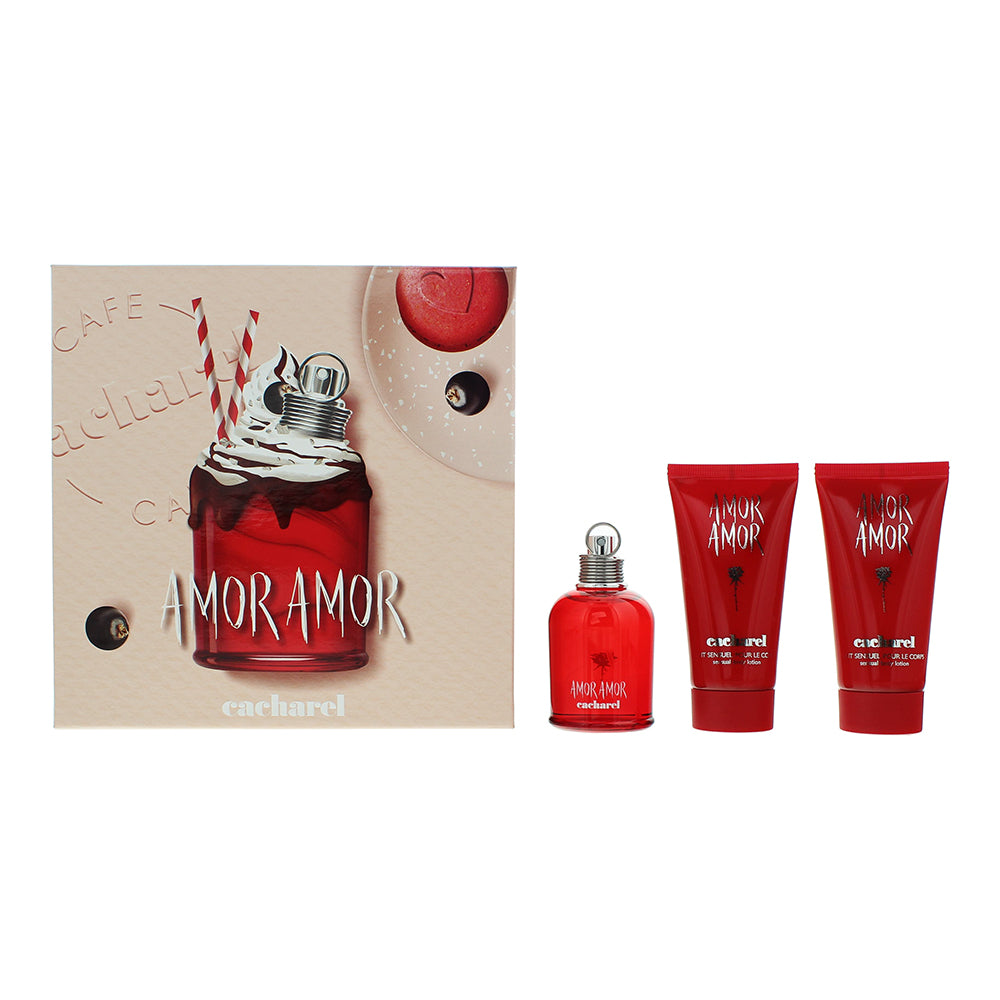 Cacharel Amor Amor 3 Piece Gift Set: Eau de Toilette 50ml - 2 x Body Lotion 50ml  | TJ Hughes