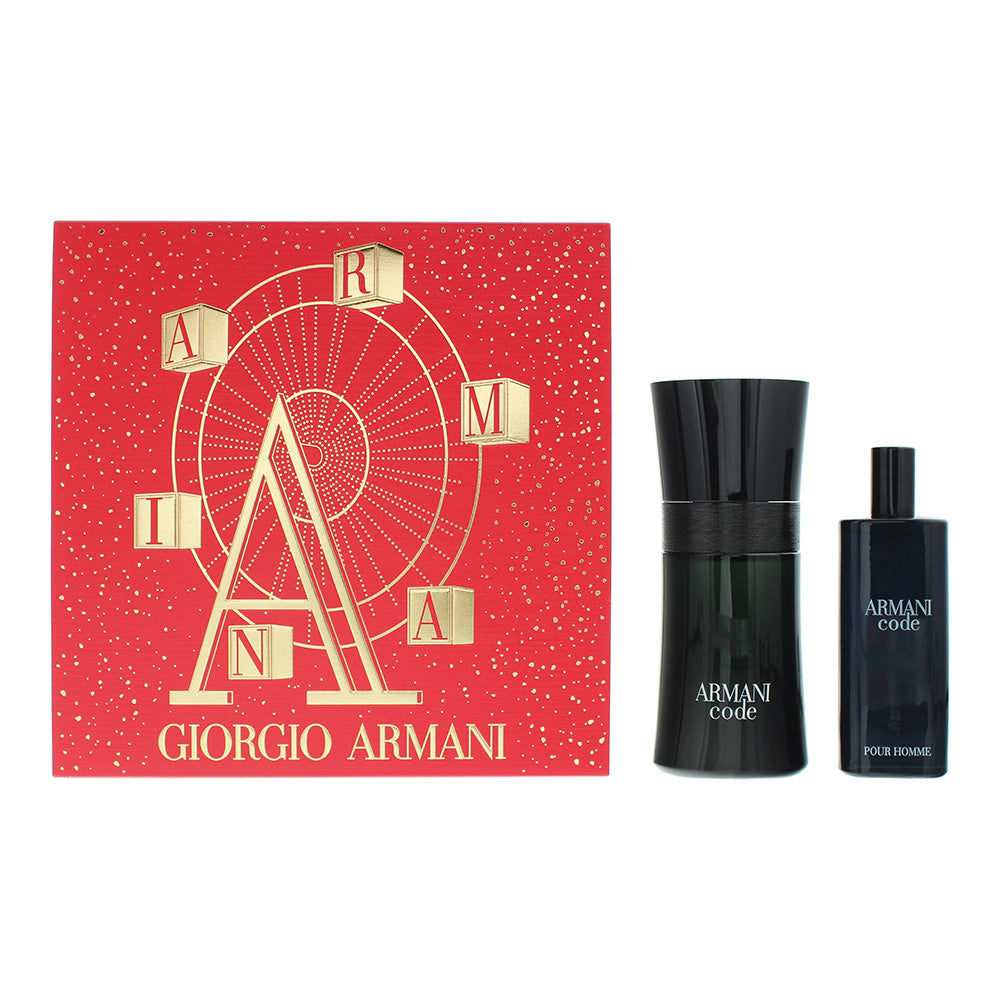 Giorgio Armani Code Pour Homme 2 Piece Gift Set: Eau de Toilette 50ml - Eau de Toilette 15ml  | TJ Hughes
