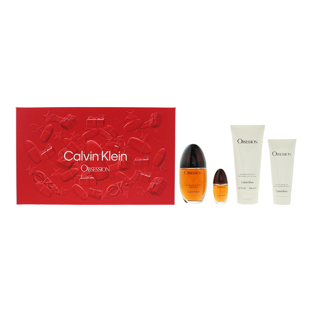Calvin Klein Obsession 4 Piece Gift Set: Eau de Parfum 100ml - Body Lotion 200ml  | TJ Hughes