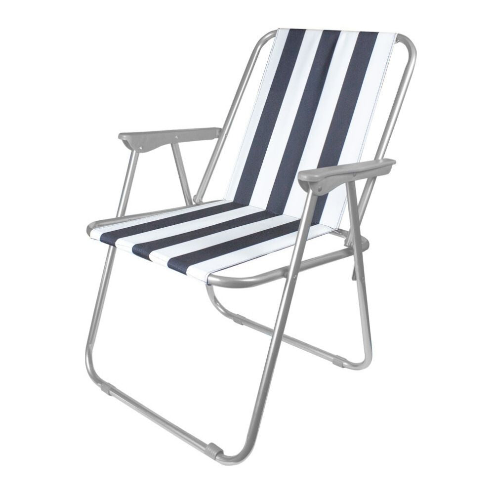 Milestone Folding Deck Chair - Blue & White Stripes  | TJ Hughes