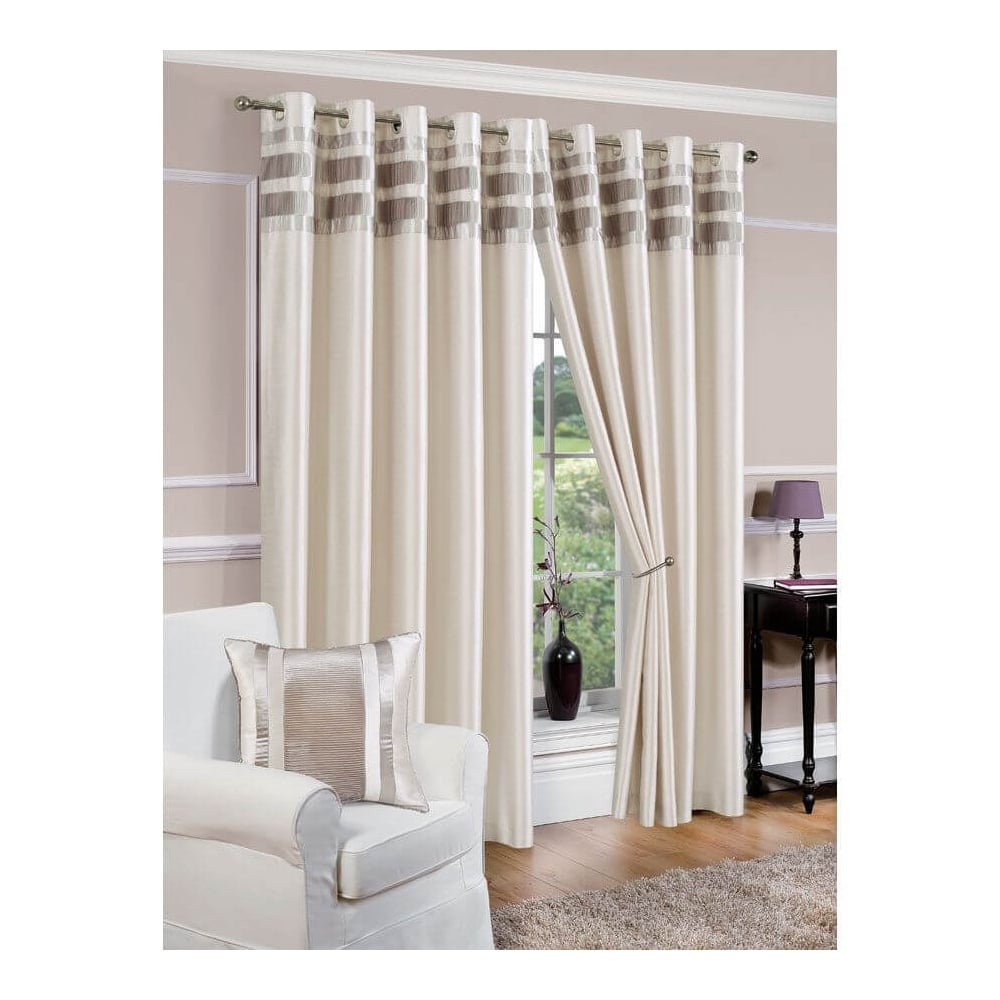 Lewis’s Denver Lined Eyelet Curtains - Ivory - 167cm (66") X 183cm (72")  | TJ Hughes