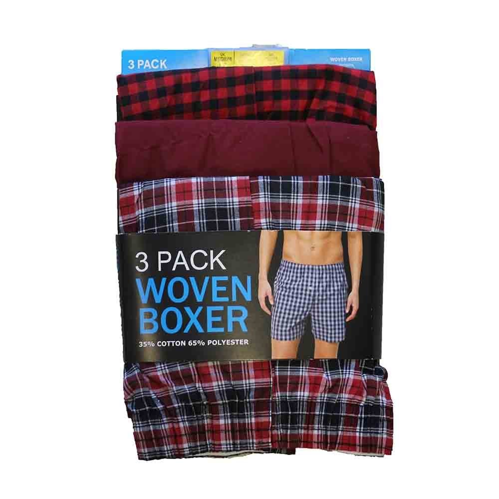 Men’s 3PK Woven Boxers - Red - Large - TJ Hughes