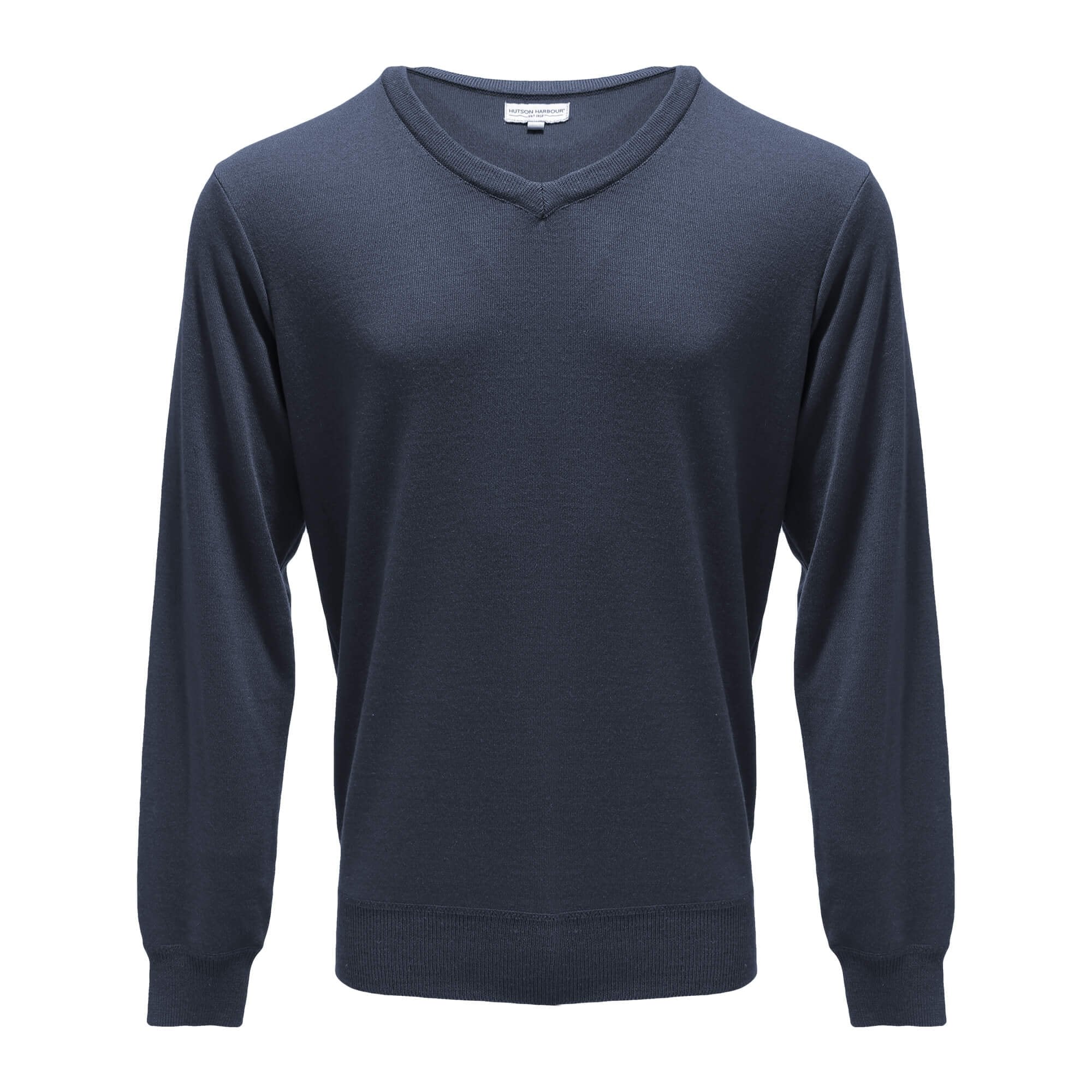 Men’s Hutson Harbour Plain V-Neck Jumper - Blue - Small  | TJ Hughes