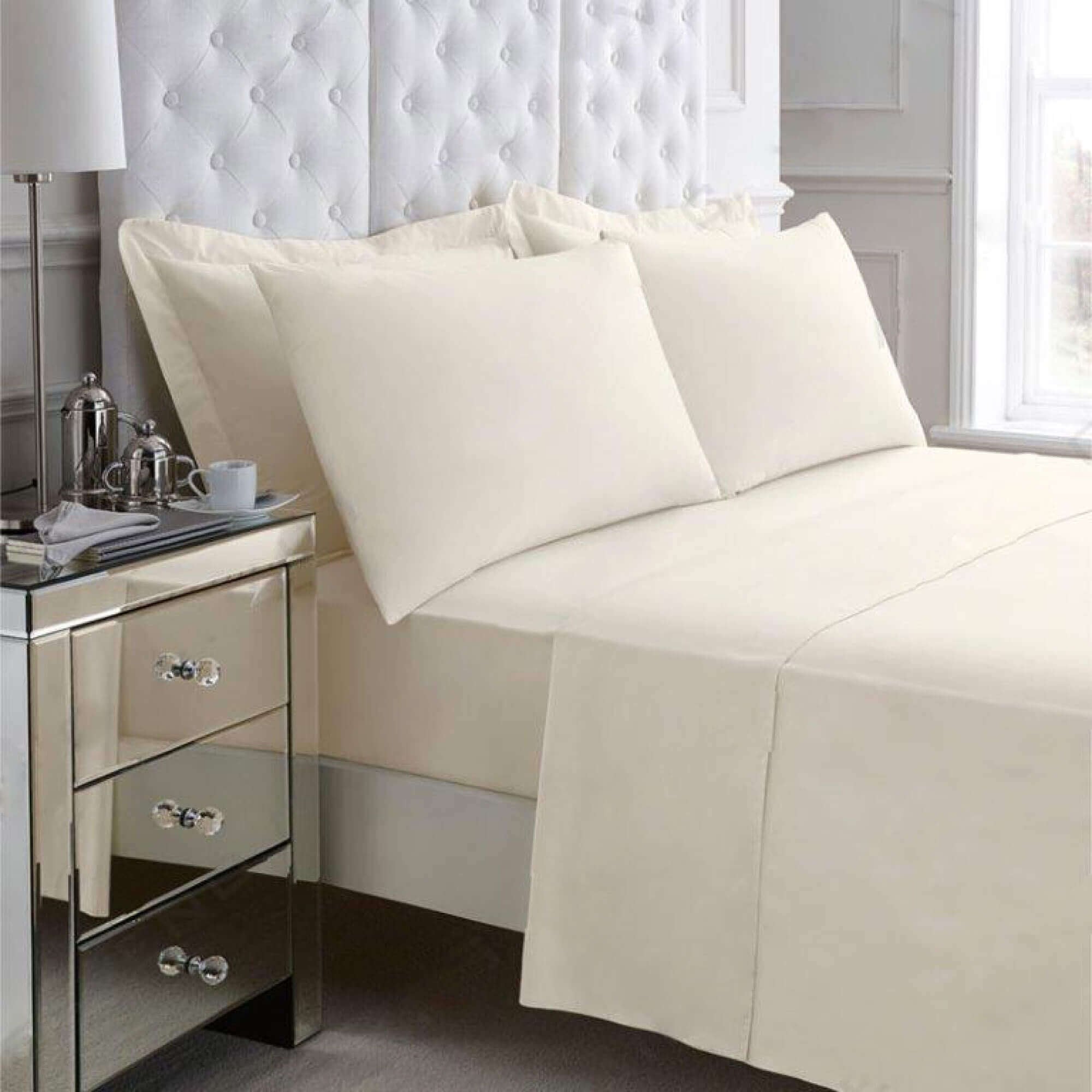 Non Iron Percale Bedding Sheet Range - Cream - King Fitted Valance - TJ Hughes