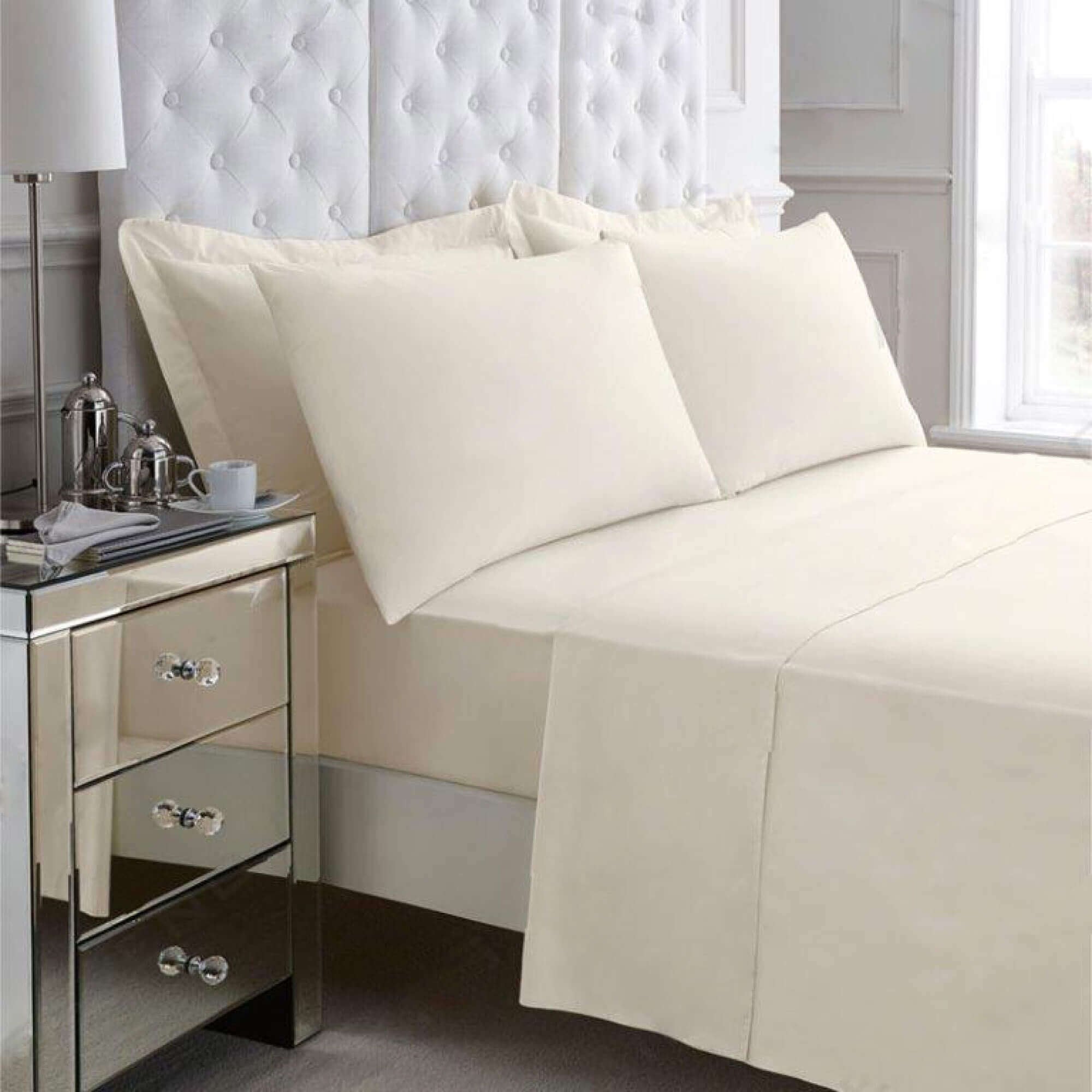 Non Iron Percale Bedding Sheet Range - Cream - Single Fitted - TJ Hughes