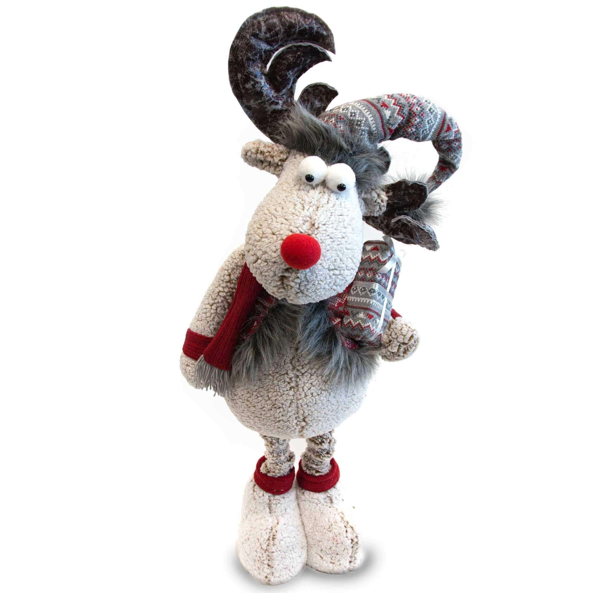 Christmas Sparkle Roddy Reindeer with Extendable Legs 36" in Grey  | TJ Hughes
