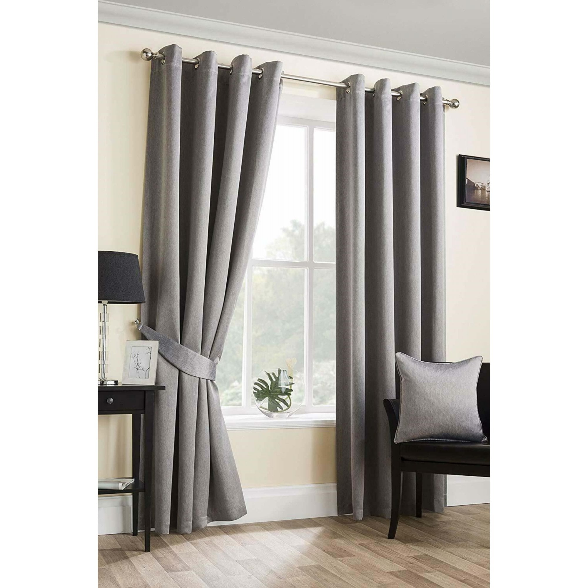 Lewis’s Twilight Blackout Eyelet Curtains - Grey - 167cm (66") X 229cm (90")  | TJ Hughes Black