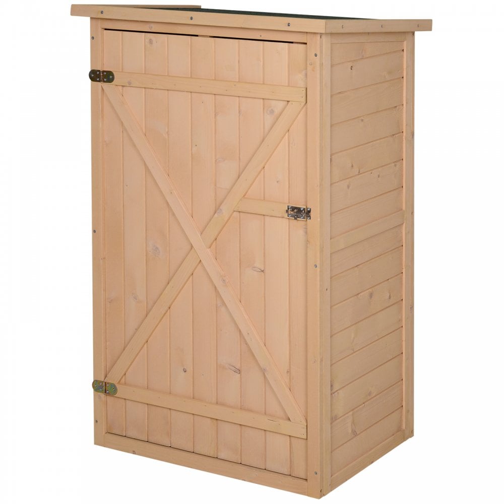Outsunny 1.8 x 2.4ft Small Fir Wood Garden Storage Shed with Shelves  | TJ Hughes