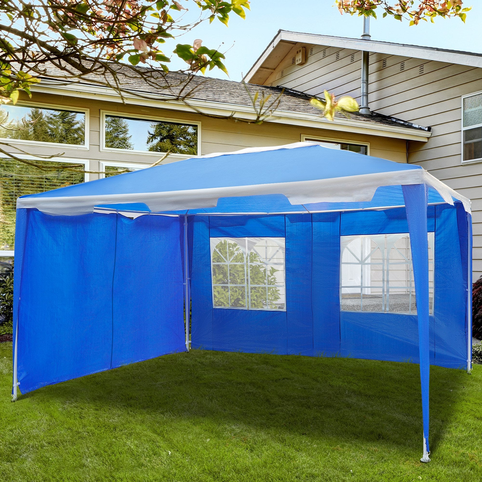 Oasis 4 x 3 m Steel Frame Gazebo/ Party Tent with Window - Blue - Oasis Outdoor  | TJ Hughes