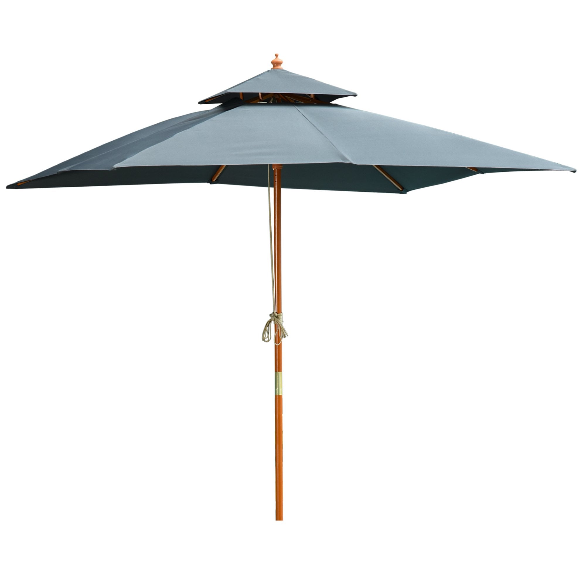 Oasis 3 m x 3 m Double Tier Wooden Umbrella Parasol - Dark Grey - Oasis Outdoor  | TJ Hughes