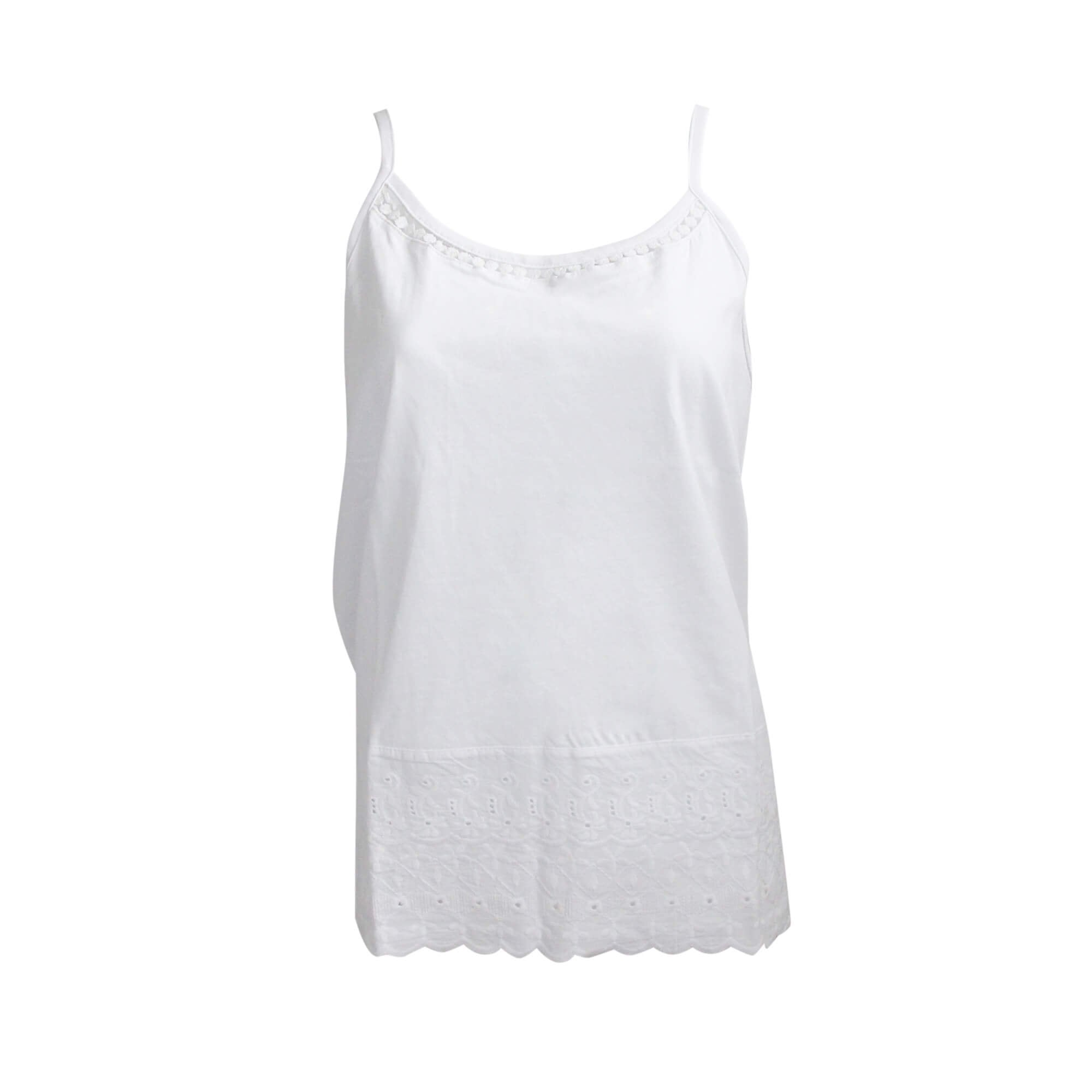 Women’s Plain Cami Vest Top With Woven Hem- White - 20/22 - TJ Hughes