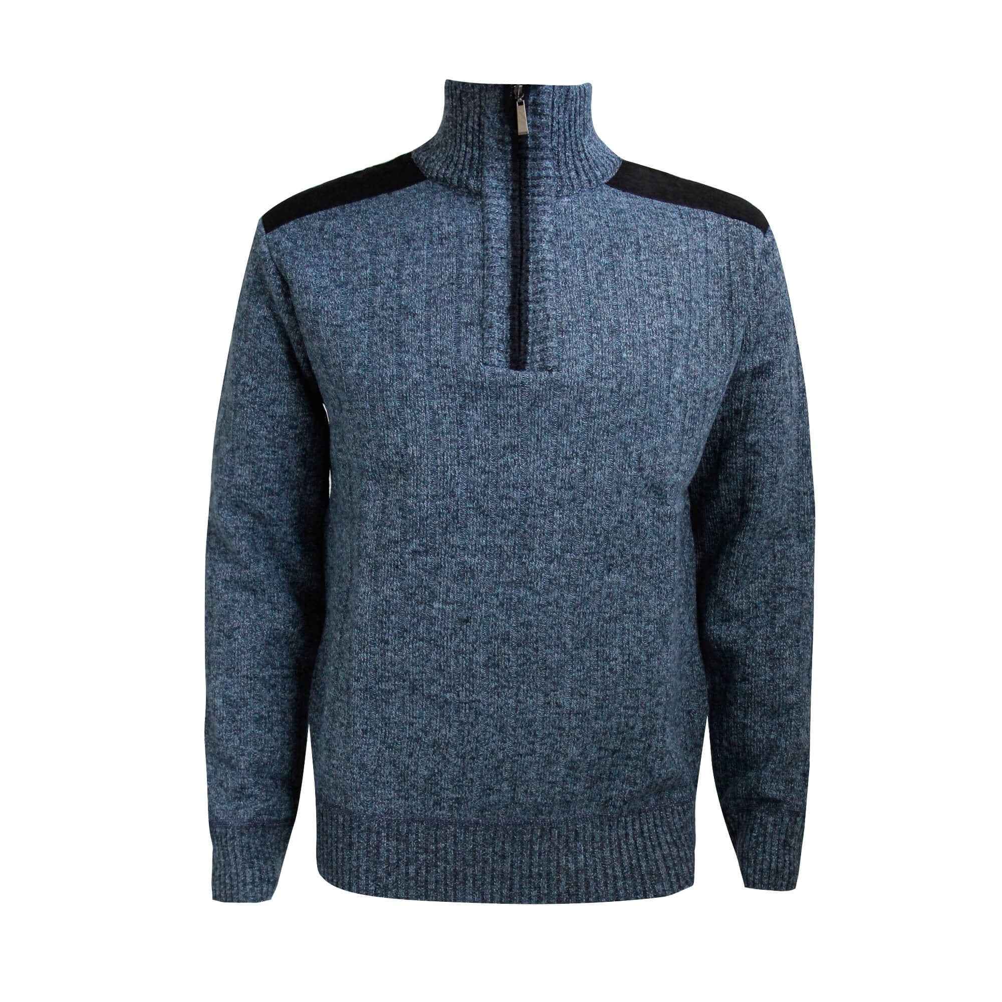 Mens Hutson Harbour 1/4 Zip Ribbed Jumper - Blue - Medium  | TJ Hughes