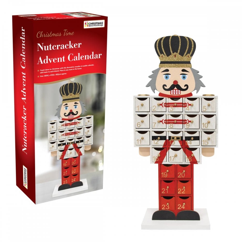 White & Red Wooden Nutcracker Advent Calendar - TJ Hughes