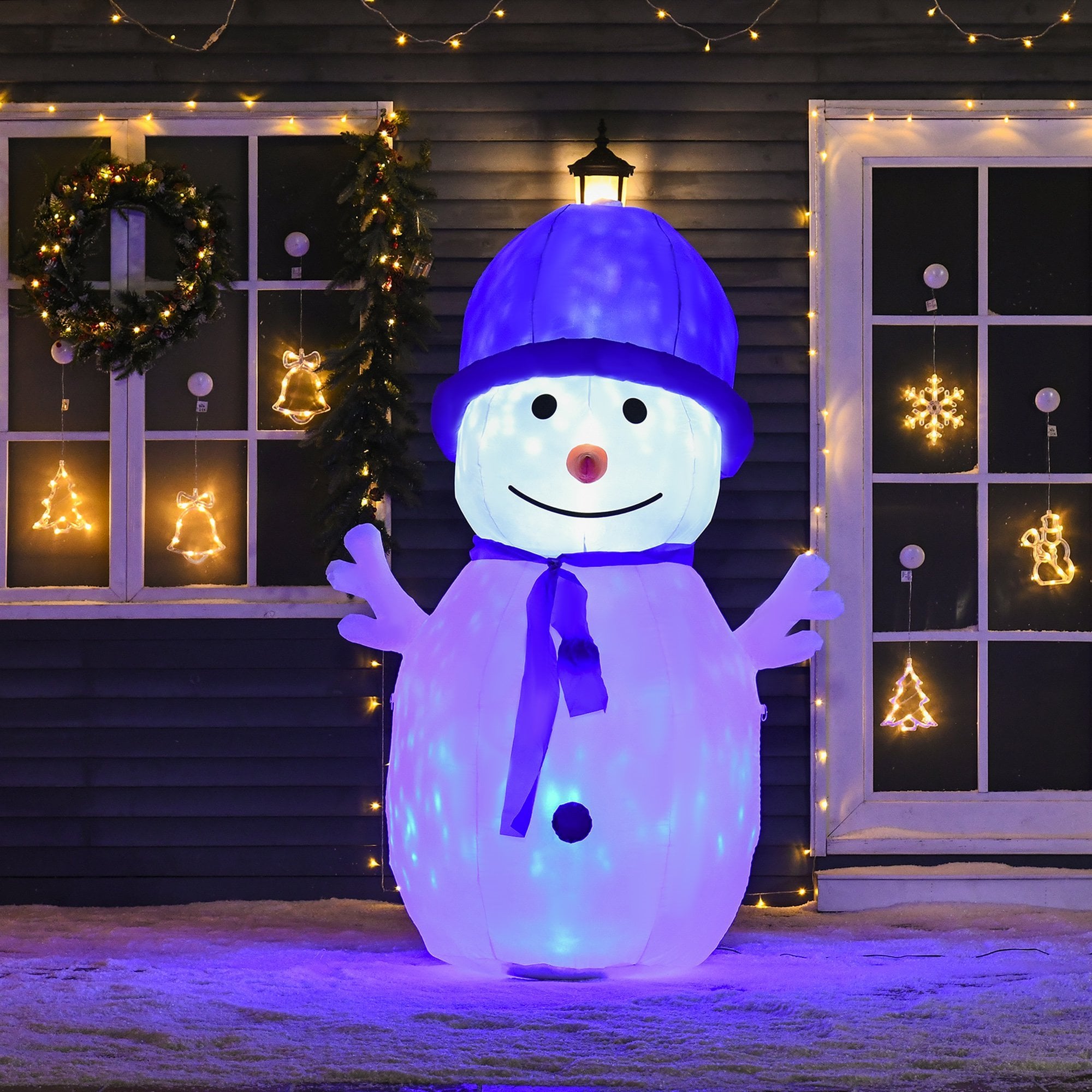 Christmas Time 1.8m Christmas Inflatable Snowman Outdoor Blow Up Decoration for Garden Lawn  | TJ Hughes