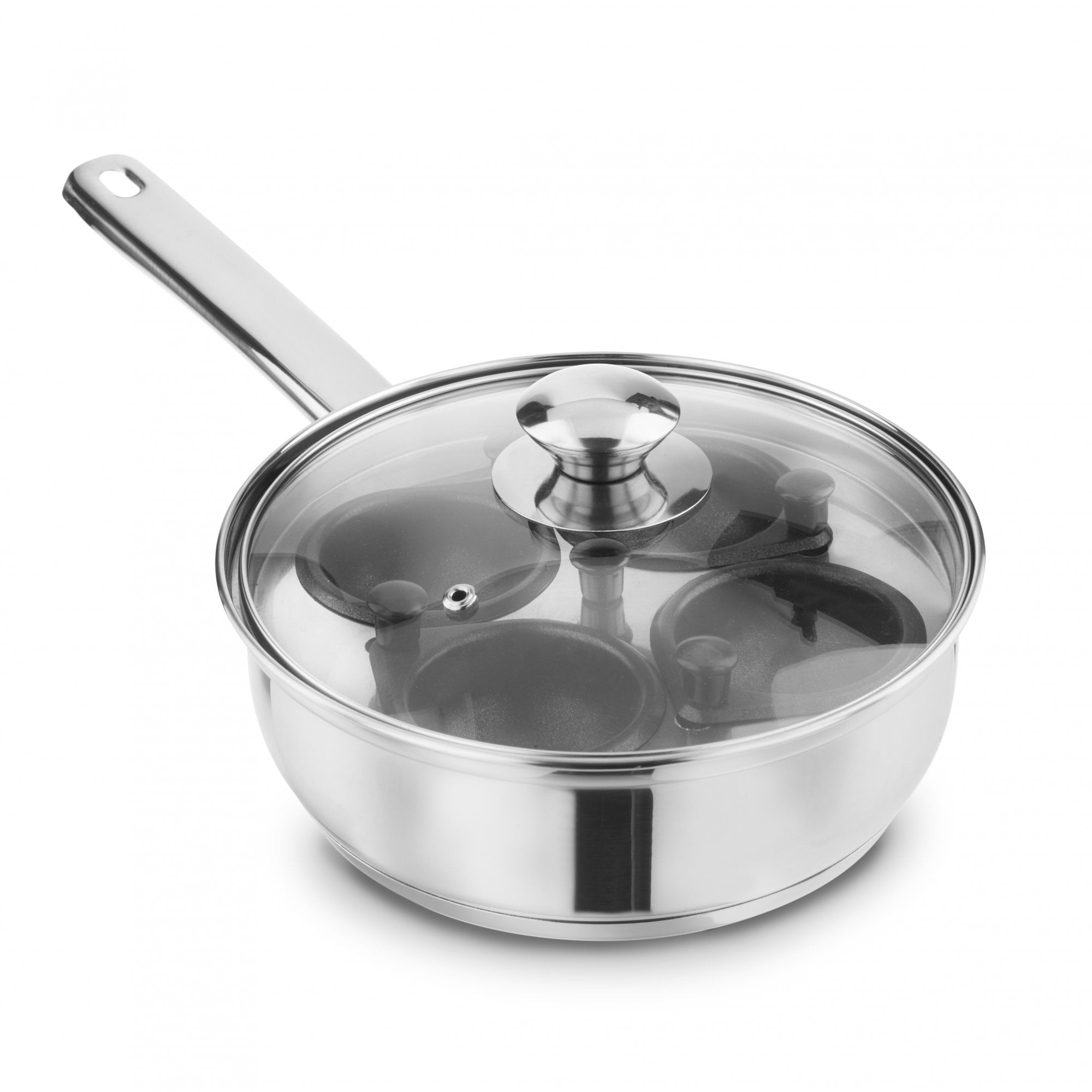 Lewis’s Stainless Steel Egg Poacher Pan with Lid 20cm - Silver  | TJ Hughes