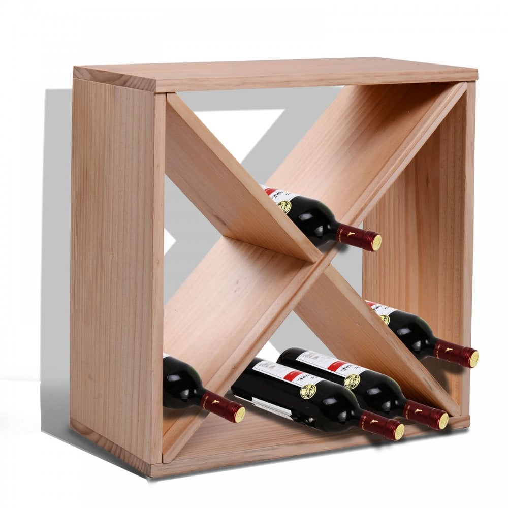 Wooden 24 Bottles Wine Rack Tabletop Storage Holder Stand Cube Champagne Stack - HOMCOM  | TJ Hughes
