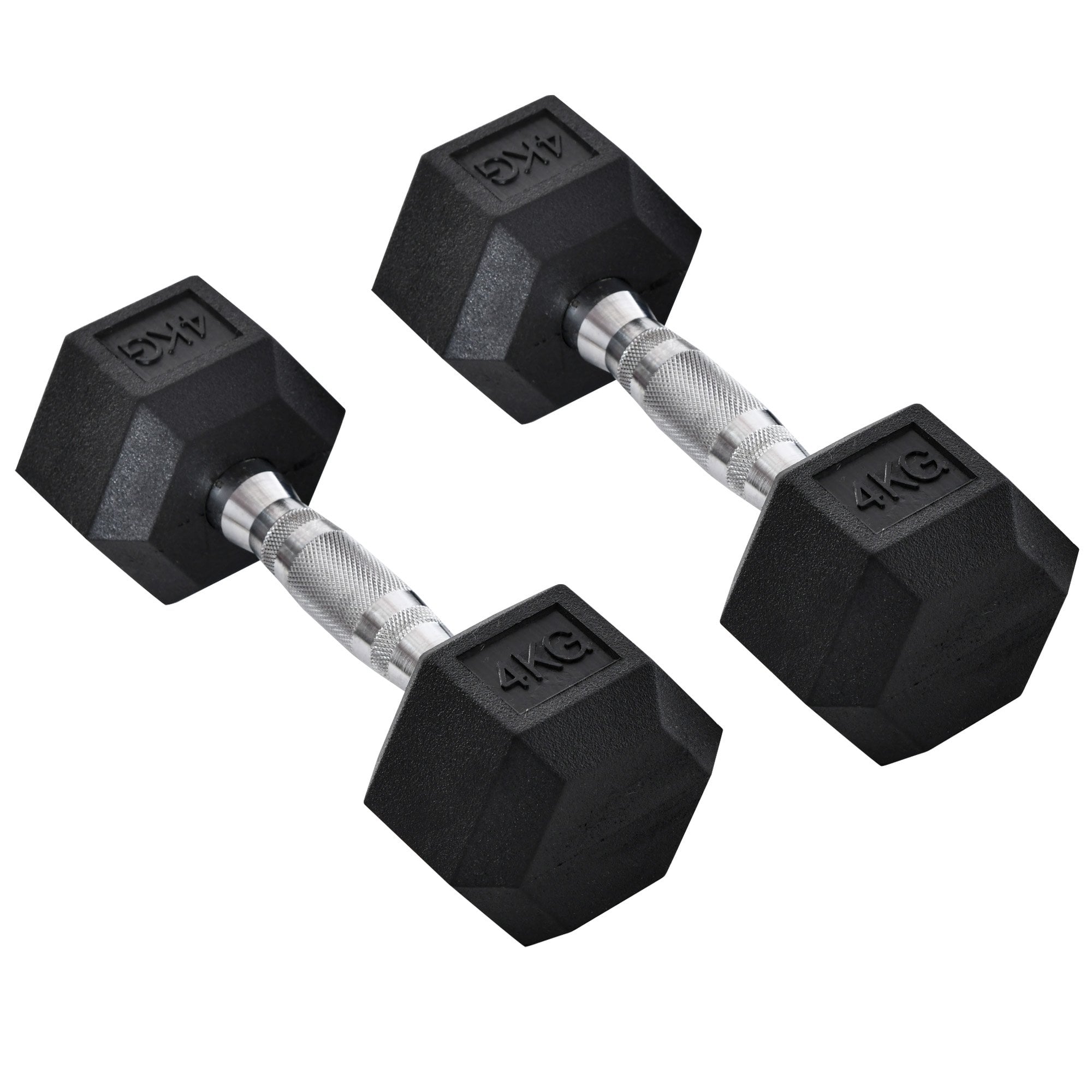 2x4kg Rubber Dumbbell Sports Hex Weights Sets Home Gym Fitness Hexagonal Dumbbells Kit Weight Lifting Exercise - MAXFIT  | TJ Hughes Black