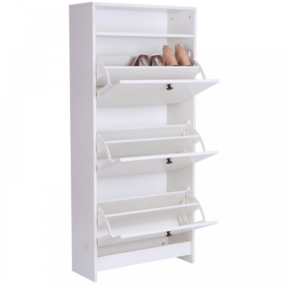 Shoe Storage Cabinet - 3 Drawers - Chipboard-White - Home Living  | TJ Hughes White