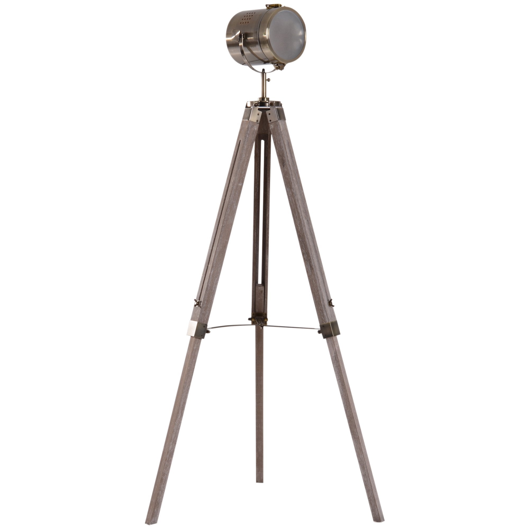 HOMCOM Tripod Floor Lamp - 65L,Wood/Bronze Colour  | TJ Hughes