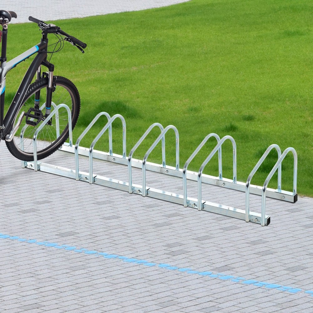 Bike Floor Parking Rack Bicycle Cycle Locking Stand Storage Holder Steel For 5 Bikes - Alpine Spirit  | TJ Hughes