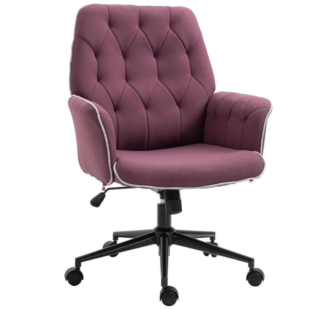 Vinsetto Tufted Desk Chair w/ Arm Rest on Wheels Purple - CARTER  | TJ Hughes
