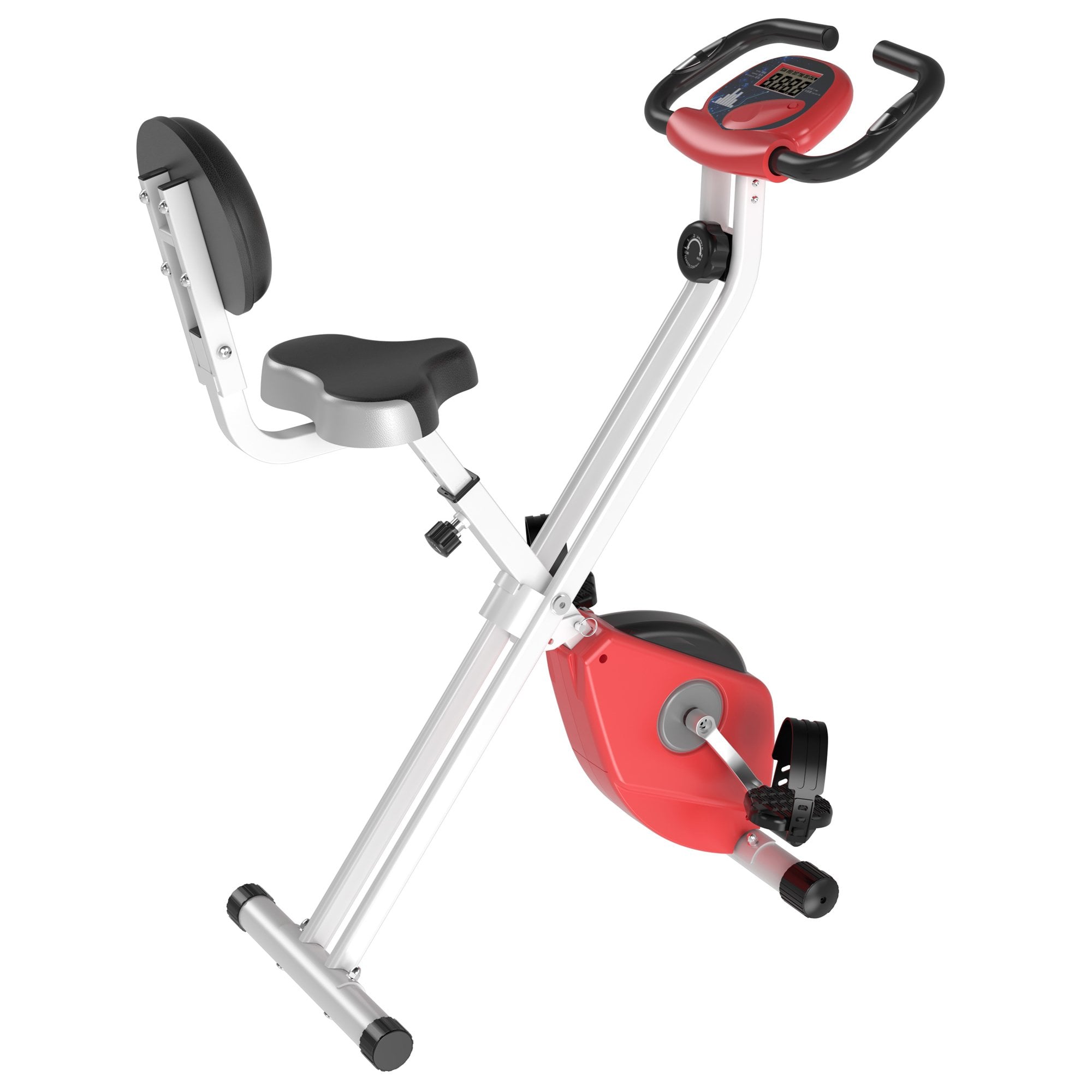 Steel Manual Stationary Bike Resistance Exercise Bike w/ LCD Monitor Red - MAXFIT  | TJ Hughes