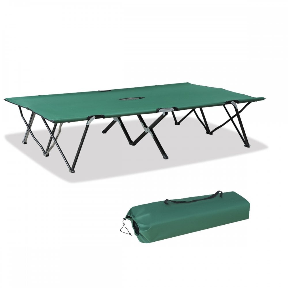 Outsunny Foldable Cot Bed 193Lx125Wx40H cm-Black/Green - TJ Hughes Black