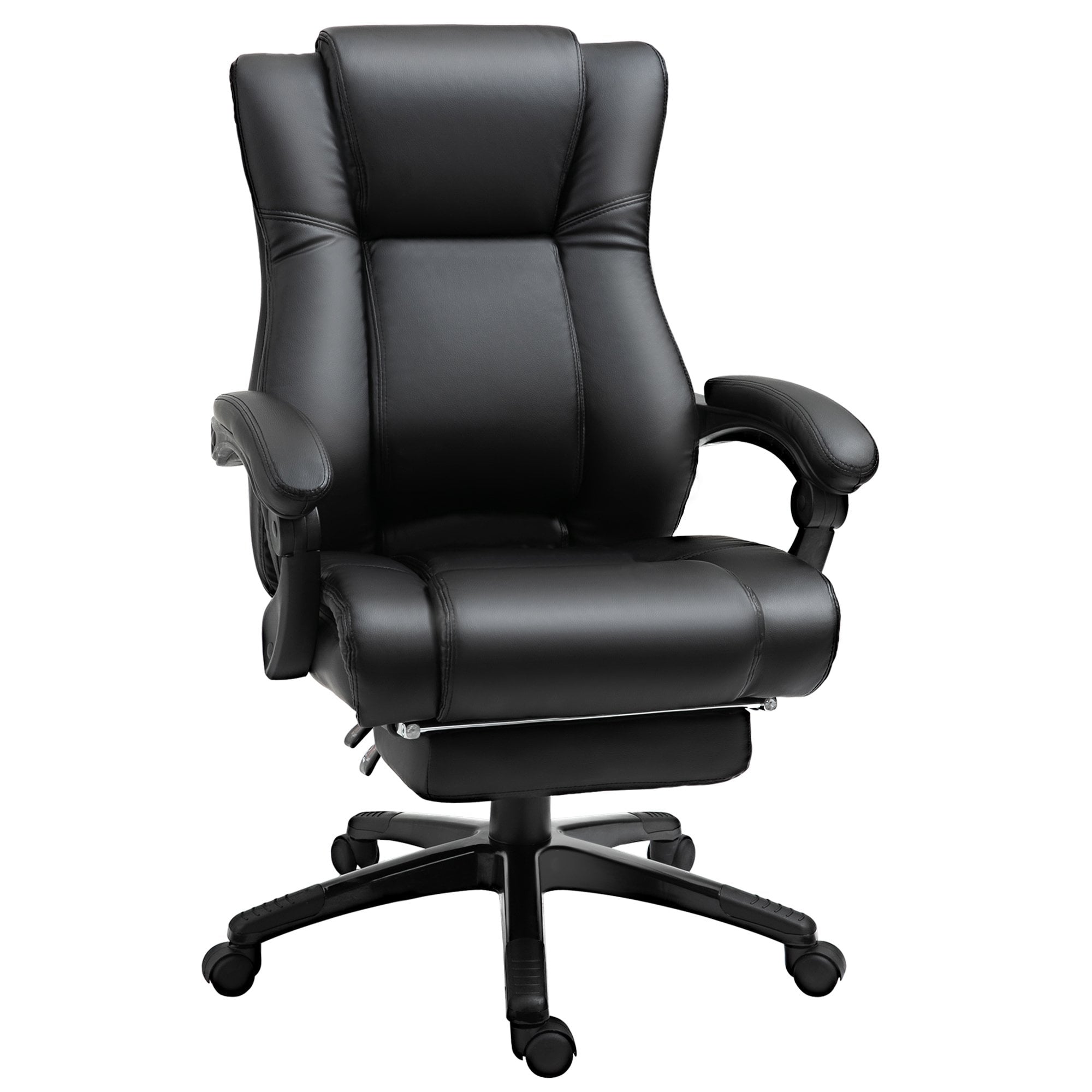 Vinsetto Executive Home Office Chair Swivel High Back Recliner PU Leather Ergonomic Chair - with Footrest - Wheels - Adjustable Height - Black Recline