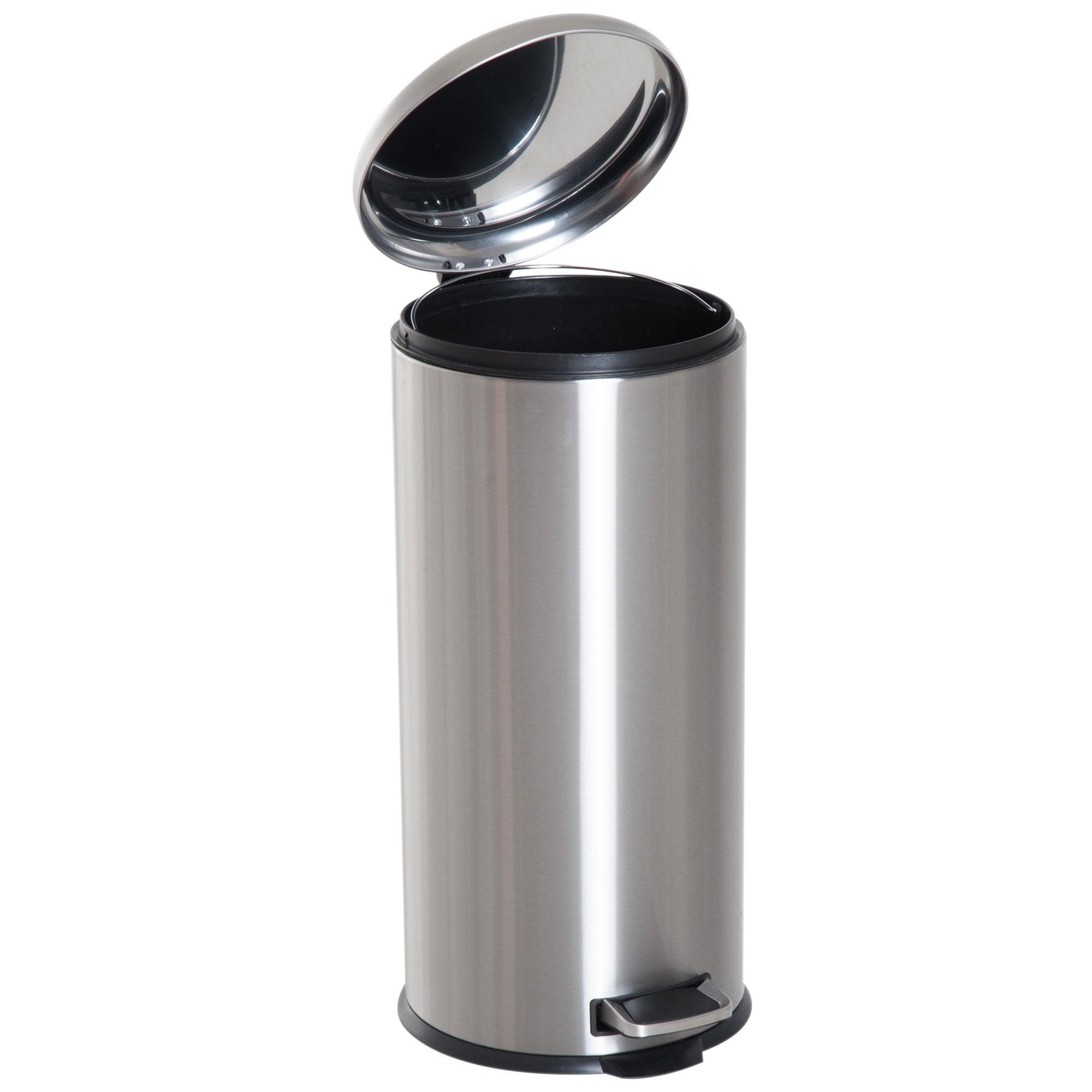 HOMCOM 30L Pedal Bin - 29.2 cm-Black/Silver  | TJ Hughes Black