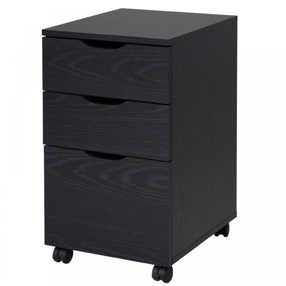 Particle Board 3-Drawer Home Office File Cabinet w/ Wheels Black Oak Tone - Home Living  | TJ Hughes