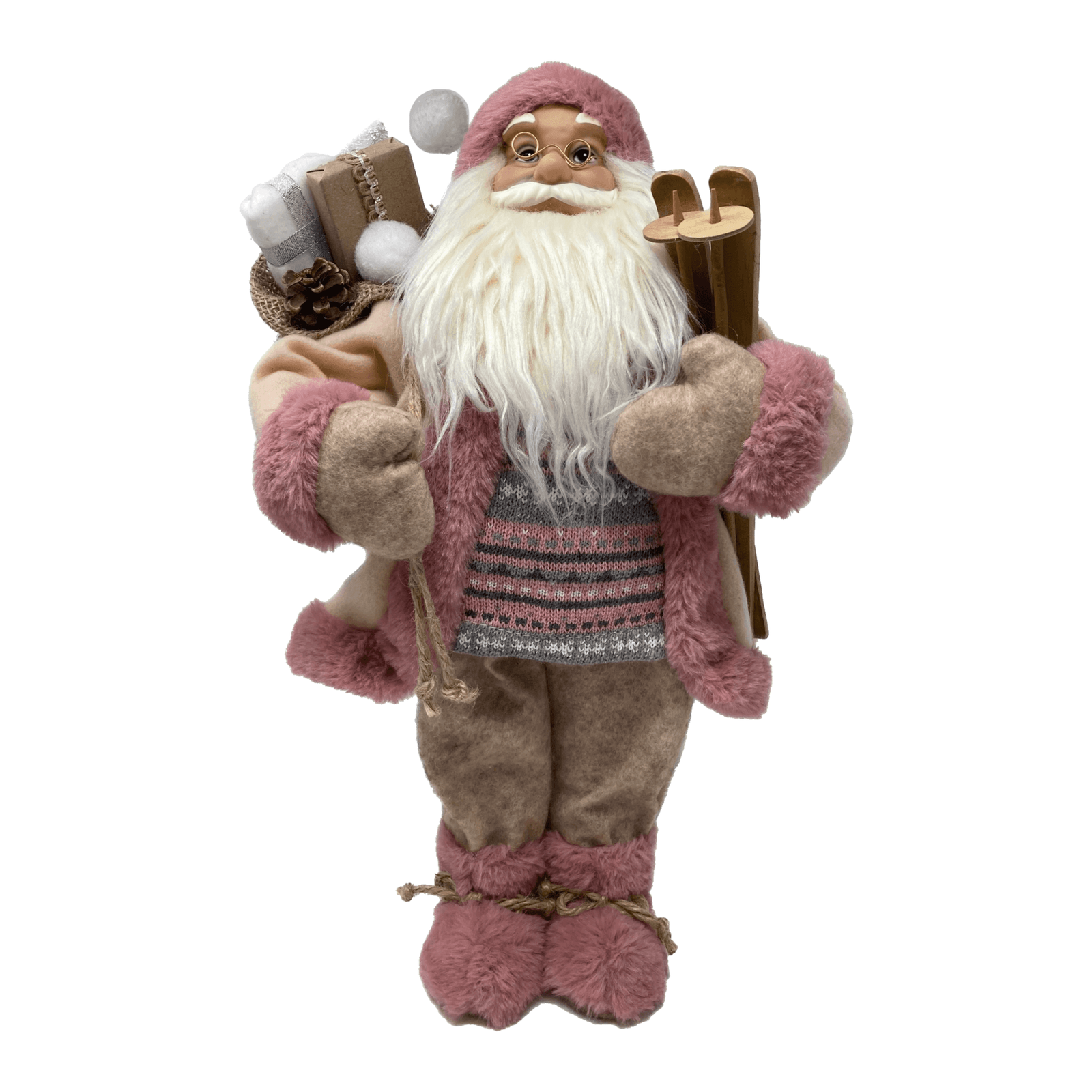 45cm Pink Standing Santa Father Christmas Xmas Festive Decoration Ornament - TJ Hughes