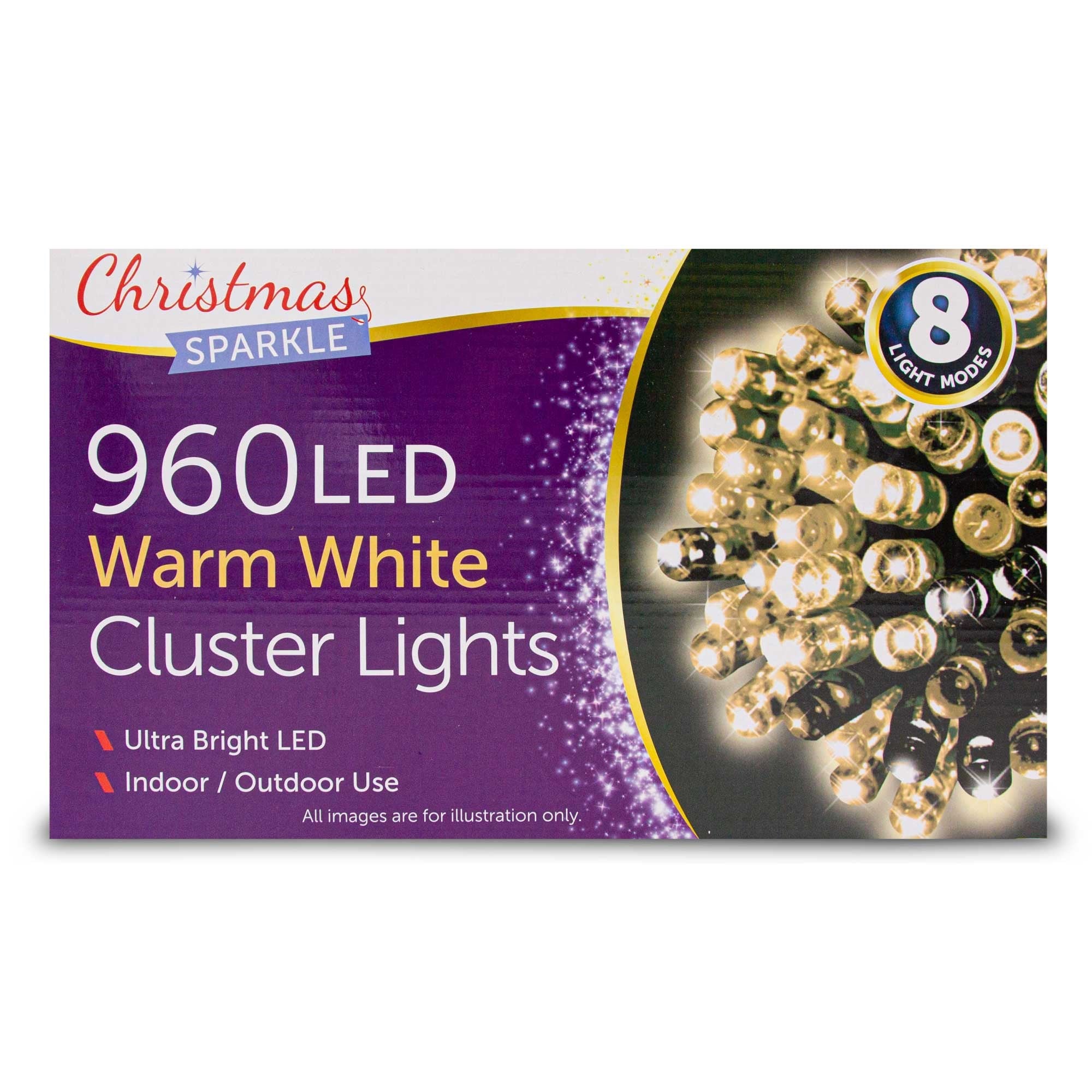 Christmas Sparkle Indoor and Outdoor Cluster Lights x 960 with Warm White LEDs - Mains Operated  | TJ Hughes