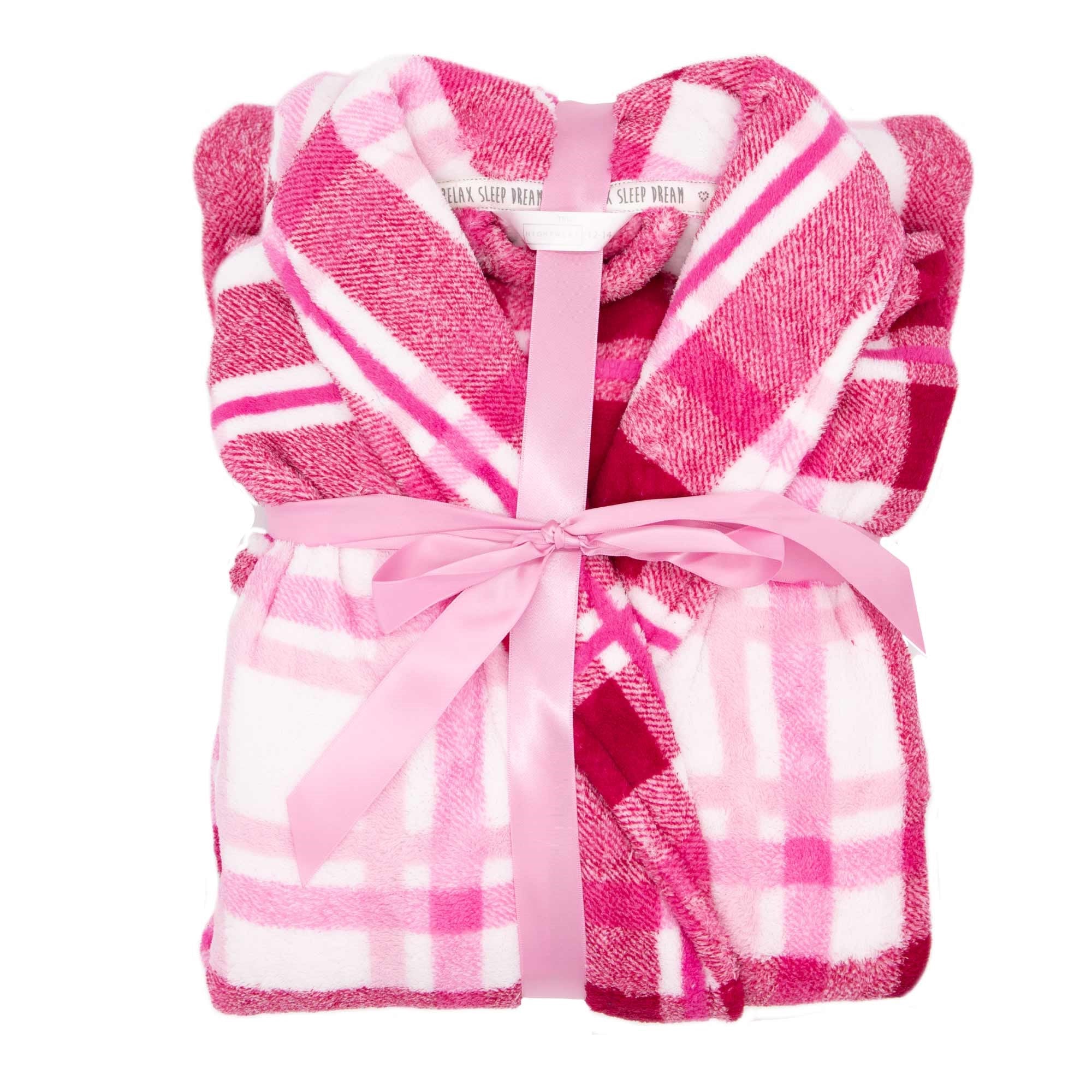 Tru Ladies Pink Fleece Shawl Collar Robe - Size 16-18 - Tru Nightware  | TJ Hughes