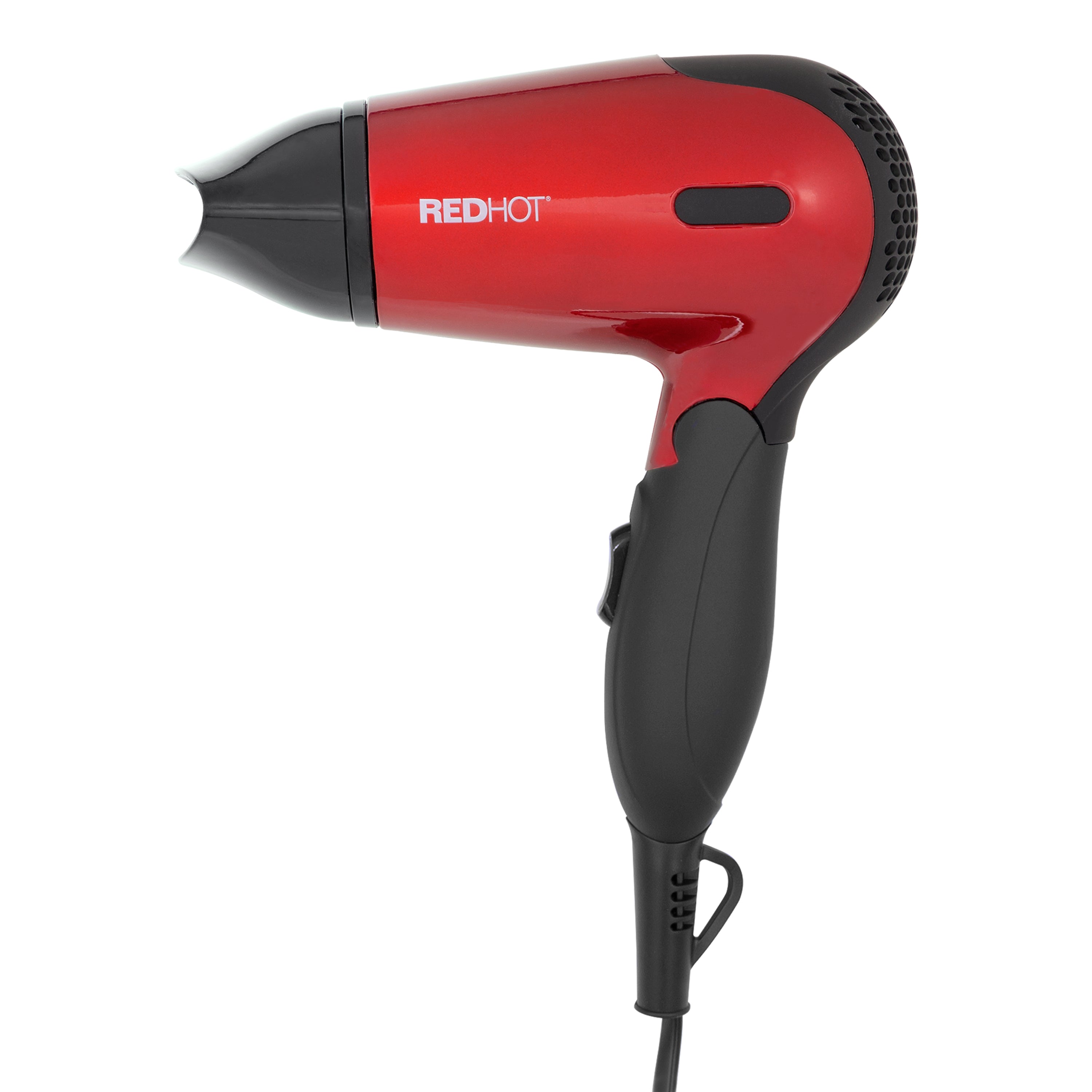 Red Hot 1200W Compact Folding Foldable Travel Hairdryer Hair Blow Dryer Styler  | TJ Hughes Red & Black