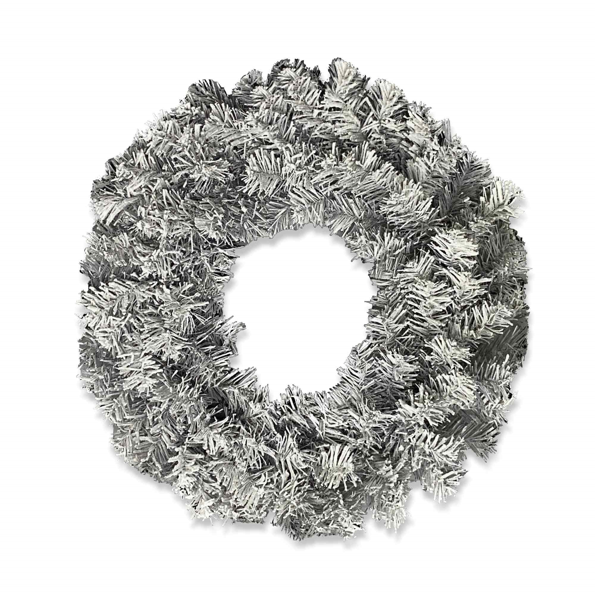Christmas Sparkle Wreath Silver Flocked Christmas Luxury 60cm - TJ Hughes