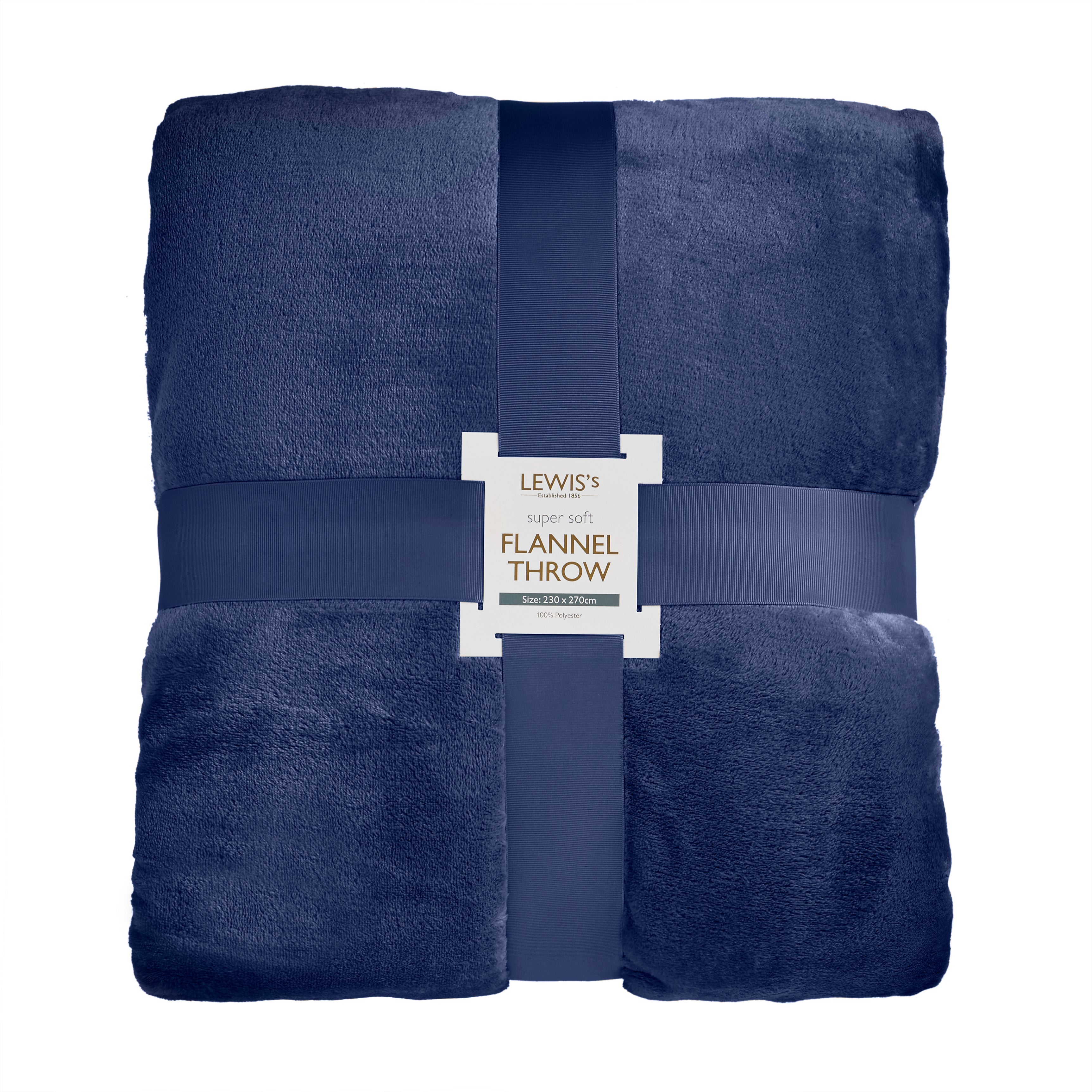 Lewis’s Super Soft Flannel Throw - Navy - 230X270cm  | TJ Hughes