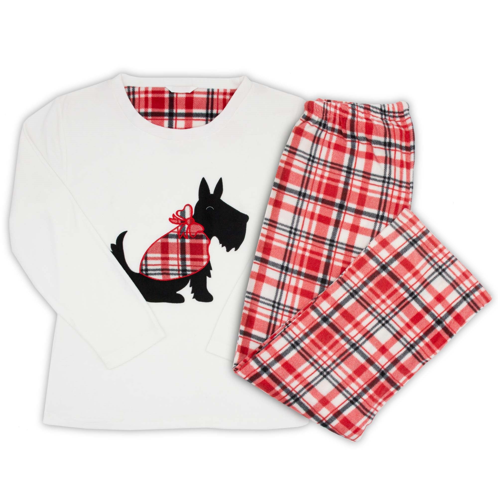 Tru Ladies Scotty Dog Fleece Pyjama - Size 8-10 - Tru Nightware  | TJ Hughes