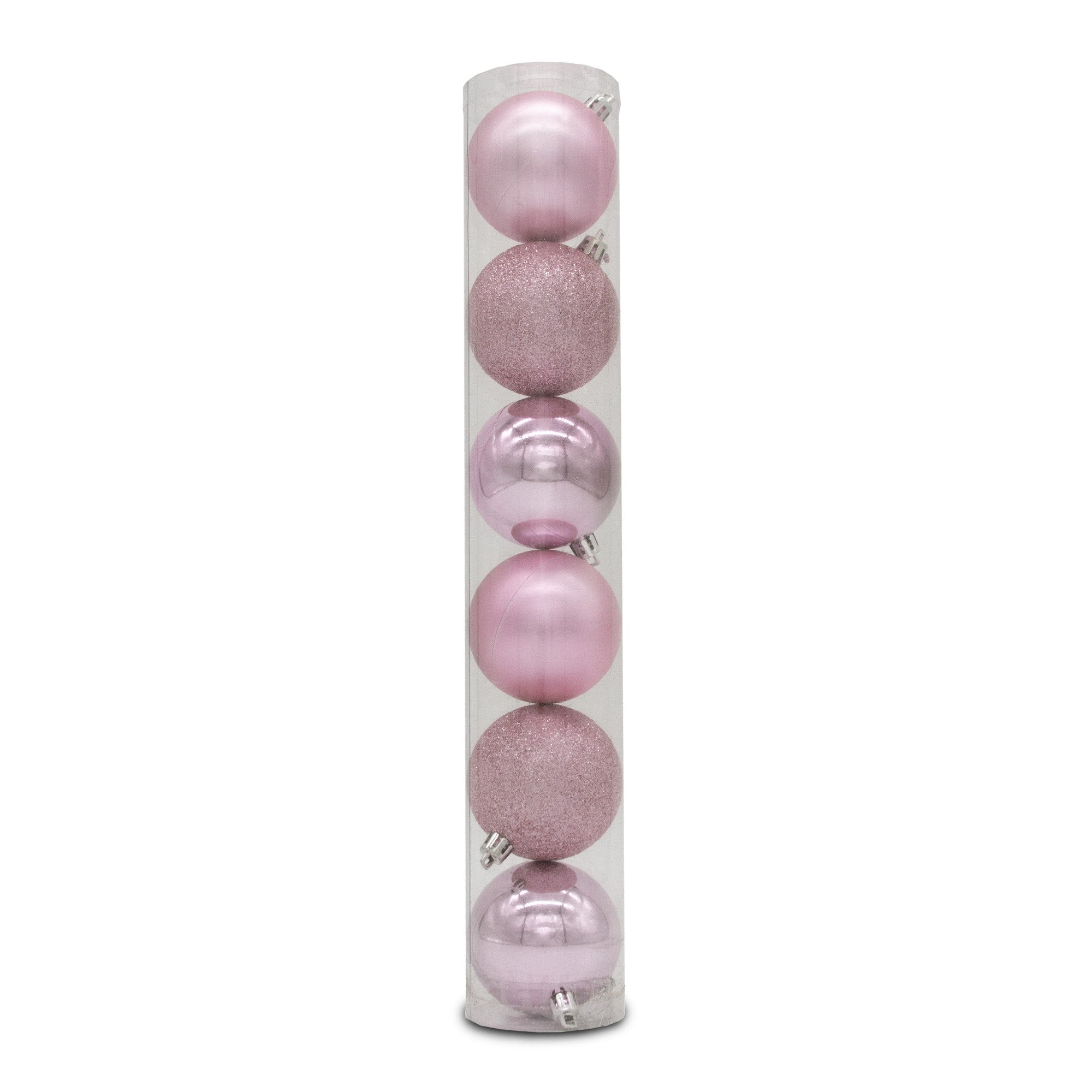 Christmas Sparkle Tube of 6 6cm Shatterproof Baubles in Red - Pink  | TJ Hughes