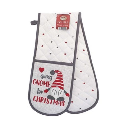 Christmas Country Club Novelty Design Double Oven Glove - Skandi Gonk Going Gnome For Christmas  | TJ Hughes