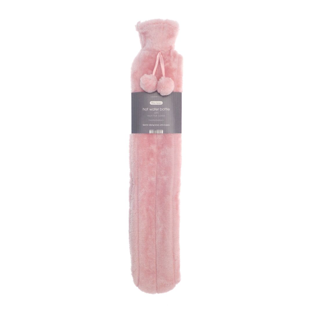 Hot Water Bottle with Luxury Faux Fur Cover 72cm Long Pink - Country Club  | TJ Hughes