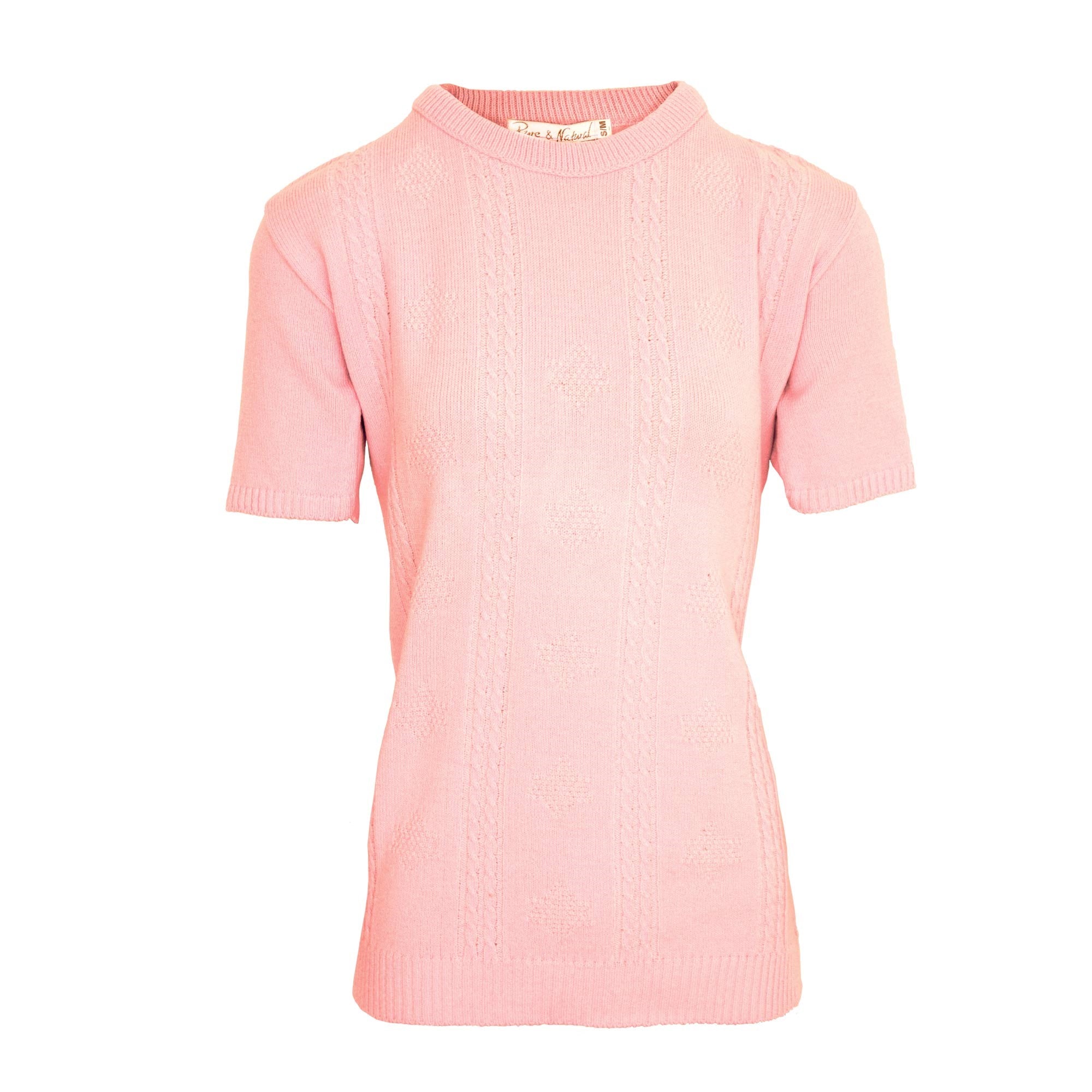 Ladies Cable Front Sweater - Pink - Pink / M/L - TJ Hughes