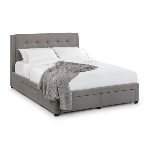 Fullerton Double Bed with 4 Drawers 135cm Grey - Julian Bowen  | TJ Hughes