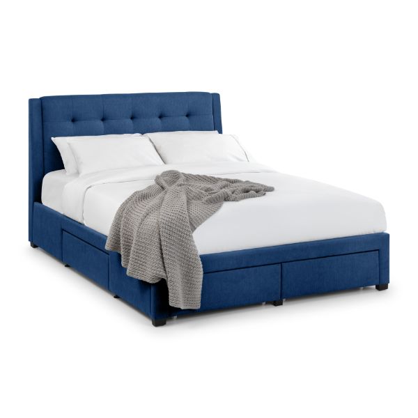 Fullerton King Bed with 4 Drawers 150cm Blue - Julian Bowen  | TJ Hughes