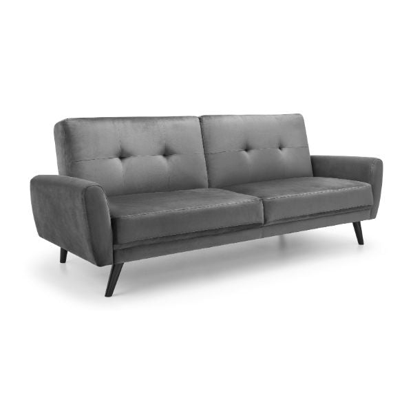 Monza Sofa Bed In Dark Grey Velvet - Julian Bowen  | TJ Hughes