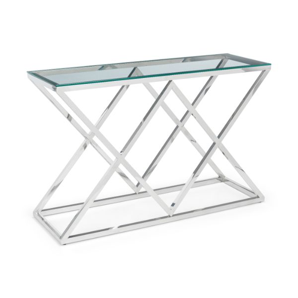 Biarritz Glass Console Table 1.2m - Julian Bowen  | TJ Hughes